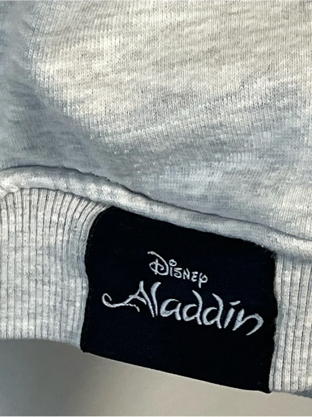 Oh My Disney Aladdin Adu Elephant Patch Textured Sweatshirt Hoodie XL Gray